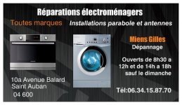 DEPANNAGE ELECTROMENAGER TOUTES MARQUES ET POSES ANTENNE